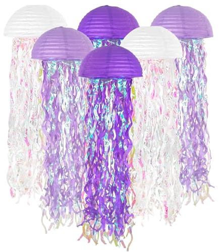 Lanterne di Carta Meduse,6 Pezzi Lanterne di Carta Colori da Appendere a Sirena, Decorazioni per Feste di Compleanno Sotto il Mare per Matrimoni Giardino Festa di Compleanno Famiglia Riunioni Patio