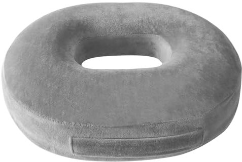 Focenat Cojin Coxis, Cojin Hemorroides, Cojin Donuts Antiescaras, Cojín Ortopédico, Ergonómico Cojin Silla Oficina, Cojín para Coxis Espuma para Casa, Coche, Gris, 38 x 30 x 7 cm