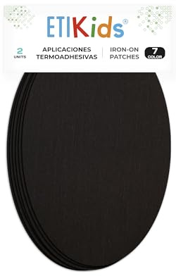 2 Black Iron-On Fabric Repair Patches – Knee & Elbow Patches for Clothes, Trousers, Jackets, Sweaters & Shirts, 16 x 10 cm
