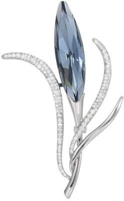 Personality Creationcrystal Flower Branch Brooch Simple Diamond Floral Collection Corsage Accessory, Silver
