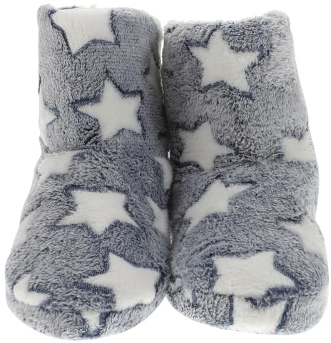 Healvian Pantofole Stivaletti alla Caviglia da Donna in Cotone Fodera Morbida Suola Antiscivolo Spessa Motivo a Stelle Blu Stivali Invernali Caldi per Casa Ufficio e Regali Festivi