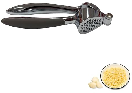Spremiaglio Professionale in Lega di Zinco, Schiaccia Aglio Manuale Premium, Utensile da Cucina Cromato con Impugnatura Ergonomica, Tritatore per Aglio e Zenzero