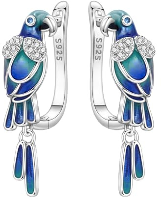 MISEFF Pendientes colgantes de plata de ley 925 para mujer, mariposa libélula y abeja, aretes de flores y hojas, adecuados para orejas sensibles, joyería de moda, aretes hipoalergénicos, One Size