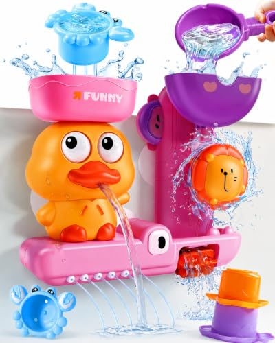 Giochi Bagnetto Neonato, Giochi per Vasca da Bagno Bambini 1 Anno con Ventosa, Giochi per Bagnetto Paperelle, Regalo Bambina 1 Anno