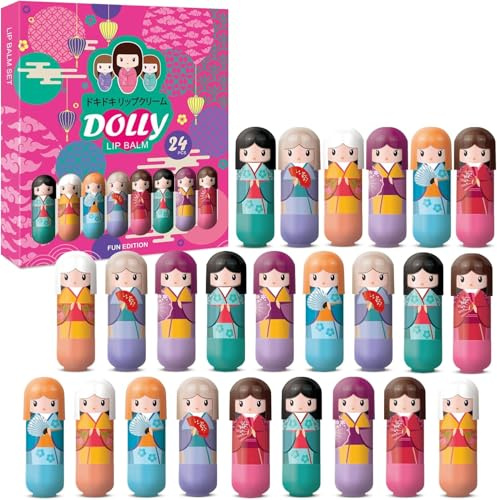 Bálsamo Labial Muñeco Con Forma, 24 Bálsame Labiale x 2.5 g, 6 Diferentes Diseños De Casos, Caja De Presentación, Precio Al Por Mayor (1 Caja)