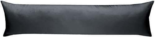 Bettwaesche-mit-Stil Mako-Satin Seitenschläferkissen Bezug aus 100% Baumwolle (Baumwollsatin) Uni/einfarbig (40 cm x 145 cm, Anthrazit)