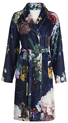 ESSENZA Bademantel Fleur Nightblue, XL - 100% Polyester - Blumen Pfingstrosen Tulpen