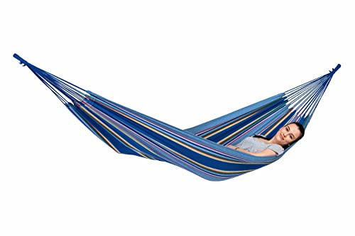 AMAZONAS Tahiti Hamaca | Resistente a la Intemperie y a los Rayos UV | Material EllTex Suave y Acogedor | Colores Brillantes y Cuerdas Extra largas | de Descanso 200x100cm | hasta 120 kg (Ocean)