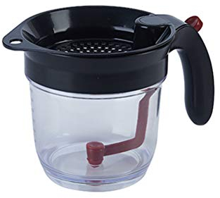 Phayee Cup Fettabscheider, Fetttrennkanne,Fettkanne aus Kunststoff mit integriertem Sieb und Messskala das Abschöpfen von Fett aus Soßen und Suppen
