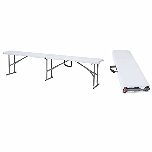 Gardenia Panca Set birreria in Resina Pieghevole Rinforzato con 3 Gambe in Ferro 183x28xh43 cm, Colore Bianco
