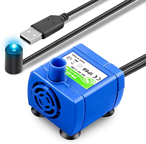 Berein Pompe de rechange pour chat Fontaine à eau Pompe pour chat En acier inoxydable Ultra silencieuse Avec LED USB (Pompe-B)