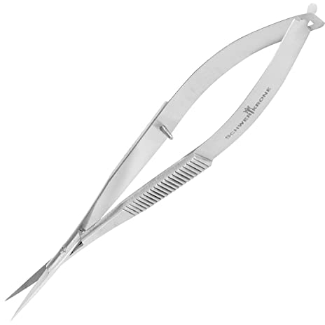 SCHWERTKRONE® Pinzettenschere Stickschere 11,5 cm [GERADE] – Fadenschere Klein & Scharf - Universelle Applikationsschere - Federschere - Kleine Schere mit feiner Spitze für Feinarbeiten
