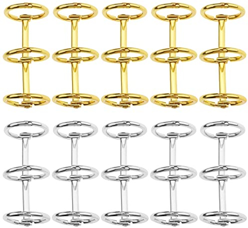 10pcs Anneaux de Reliure à Feuilles Mobiles en Métal Anneaux de Livre 3 Anneaux Cercle Rond Agrafe Reliure de Livre pour Feuilles Mobiles Papier Calendrier Carte 15mm Diamètre Intérieur