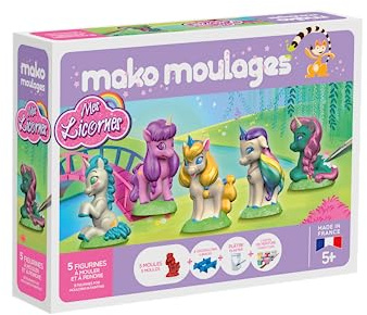 Mako moulages - Mes Licornes - kit de Loisirs créatif - plâtre et Peinture - Coffret de 5 Figurines à mouler - Made in France - A partir de 5 Ans - 39099