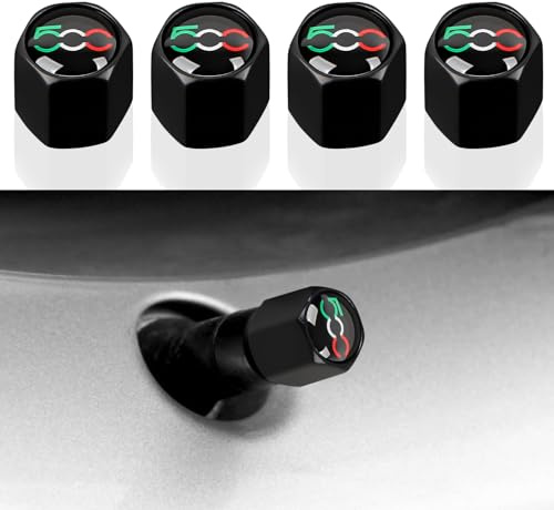 HENGYUESHANG 4PCS Copricerchi Auto Cappucci delle valvole Tappi per Valvole Pneumatici compatibile con Fiat 500 500L 500X 500E Accessori (500, Stile A)