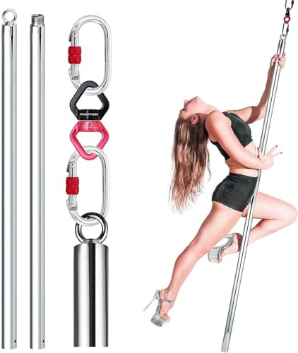 PRIOR FITNESS Kit de danza sobre poste de 45 mm, poste doméstico desmontable, equipo de gimnasia aérea – Apto para gimnasios y zonas de relajación caseras (capacidad de carga 150 kg)