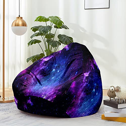 Mateju Pouf Poire Adulte et Enfants, Étoiles Multicolore 3D Pouf Geant Chambre, Bean Bag Chair sans Remplissage, pour Grand Canapé, Chaise Longue Grande, Fauteuil de Salon (L,Pourpre)