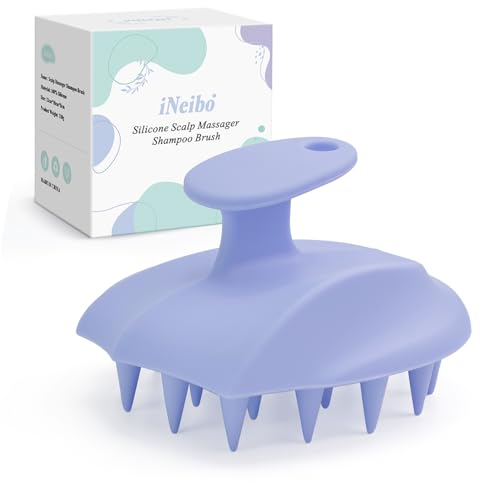 iNeibo Kopfhaut Massagebürste Haare Scalp Massager für Nasses und Trockenes Haar massagebürste sanfte kopfmassage bürste, Shampoo Bürste mit weichem Silikonkopf für schuppen und Kopfmassage Lila