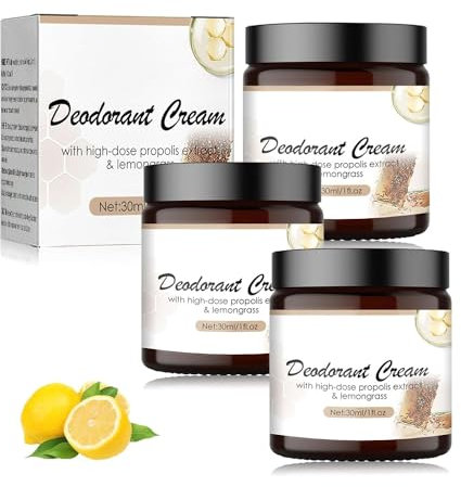 Crema desodorante de propóleo y hierba de limón Crema desodorante totalmente natural 30 ml Crema desodorante para el cuidado de las axilas Reduce la sudoración y elimina el olor