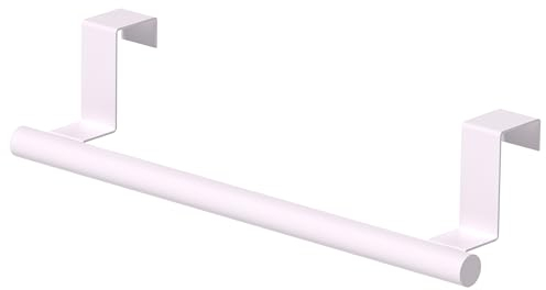 Qflushor Porte-serviettes pour porte d'armoire – Barre de placard de cuisine en acier inoxydable blanc pour torchons à vaisselle, 1 paquet