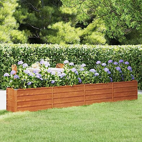Gartenbeet, Blumenkästen，Garten-Hochbeete, Pflanzgefäße,Hochbeet Rostig 320x40x45 cm Cortenstahl Für Gärten, Außenbereiche, Balkone