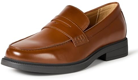 Amazon Essentials Men's Classic Penny Loafers Dress Shoes, Tan Faux Leather, 9 UK