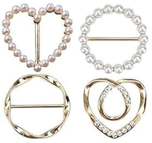 TELAIN 4 pezzi anello sciarpa clip t-shirt cravatte clip cravatta angolo vestiti bottone annodato per donna moda metallo rotondo clip camicia fibbia