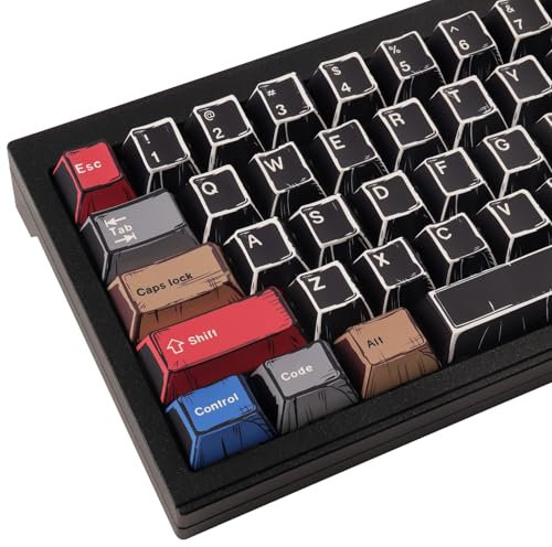 JakeTsai Tastenkappen, 152 Tasten, Farbstoffsublimation, Kirschprofil-Tastenkappen, schwarzes PBT-Tastenkappen-Set für Cherry Magnetschalter, ISO/ANSI-Layout, Mechanische Tastaturen