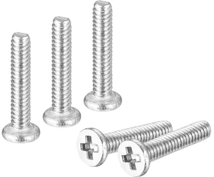 sourcing map Lot de 20 vis à tête ronde plate en acier inoxydable 304 M1,2–0,25 x 6 mm – Vis à machine cruciformes pour connexion de meubles