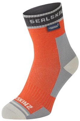 SEALSKINZ Holverstone Waterproof Ankle Length Lightweight Running Sock, Orange, S