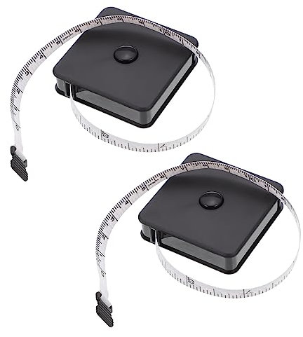 DOITOOL Lot De 2 Mètres Rubans À Mesurer Carrés En Plastique Légers Et Robustes Pour Couturière Quilter Indéformables Faciles À Utiliser Noirs 2 M