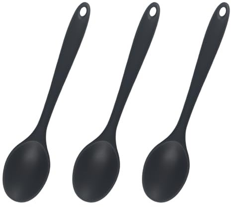 3 Pièces Ustensiles de Cuisine Silicone,Cuillère en Service à Cuillères Grande Mélanger Antiadhésives Cuisson Résistantes Manche,pour Chef Cooking Utilisé Spoon Ergonomique Résistante Température