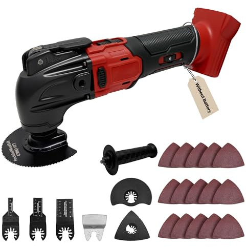 Oscillating Multi Tools for Milwaukee 18V Battery, Multi-Use Grinding Tool, 4°Oscillation Angle, 6 Variable Speeds, Quick-fit Blade Design with 22pcs Accessories for Cutting, Sanding, Scraping