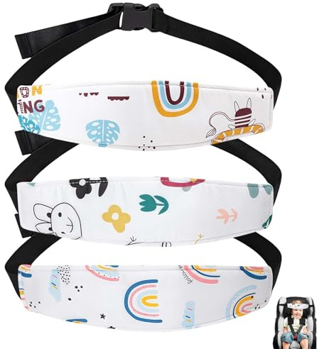 LUMOOM 3 Piezas Reposacabezas Coche Niños Algodón Accesorios Asiento Infantil Cinta para la Cabeza Ajustable Soporte de Dormir Cinturón Soporte de Cabeza para Coches y Cochecitos