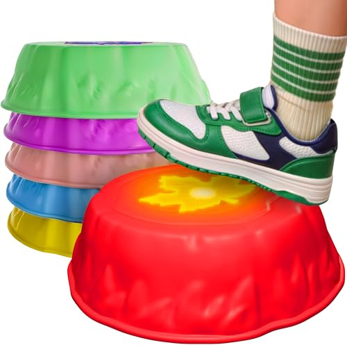 Silvergear® Piedras De Equilibrio Led para Niños | Juguete Activo Interior Y Exterior con Luz Y Base Antideslizante | Set con 6 Colores | 16x21,5x6,5cm | Multicolor