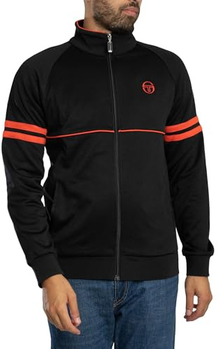 Sergio Tacchini Men's Orion Track Jacket, Black/Tangerine Tango, M