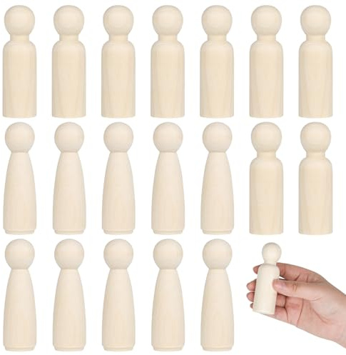 YYTECH 20 Piezas Grande Muñecas de Madera Peg 90 mm, Madera Manualidades, MuñEcos Madera, Natural De Pintar Para Diy DecoracióN, Manualidades, Bodas, Fiestas