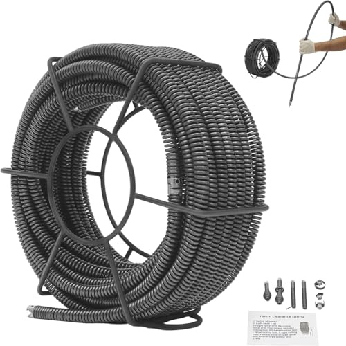 Rörrengöringsspiral 20 m, Ø 16 mm dräneringsspiral med förvaringsställ, rörrengöringsspiraler för rörrengöringsenhet rörrensare, rörrengöringsmaskin, avloppsrensare