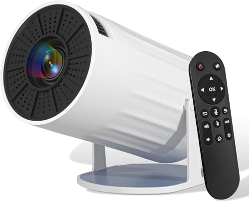 Mini Projektor 4k,Smart Mini Beamer mit WiFi 6 und Bluetooth 5.4 Auto Keystone 180° Drehbar,Projektor Tragbarer mit Apps für Laptop/Handy Phone/TV Stick (Weiß)