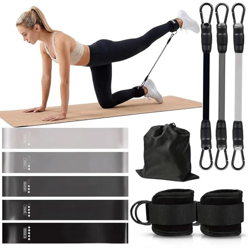 Resistance Bands Greenbliss Latex Strength Training Set With Multiple Levels, Adjustable Ankle Straps, Portable Storage Bag, Exercise Bands for Glutes Legs Arms Core, Home Gym Workout Kit