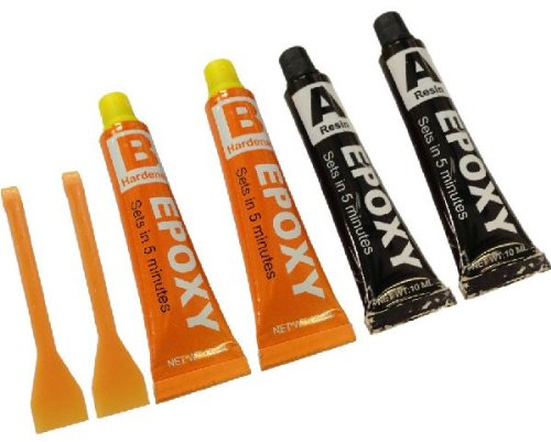 2 tube de colle forte de résine époxy, 2 tubes de durcisseur et 2 spatules en plastique pour mélanger et étaler Pour métal, verre, plastique, céramique