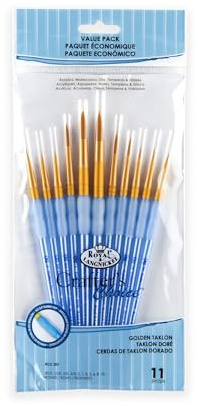Royal and Langnickel Crafter's Choice Round Taklon Variety Brush Set - Gold (Pack of 11)