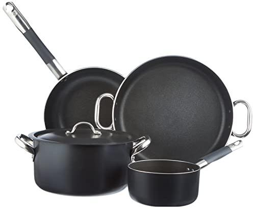 Pentole Agnelli ALSASETALBLACK4 All Black Set per 4 Persone, 3 mm, 5 Pezzi