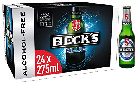Beck's Blue 0.0% Alcohol Free German Lager Pilsner 24x275ml bottles No Alcohol German Beer Christmas Gift Idea