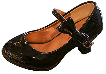 Sandales Ceremonie Fille, Chaussure à Talon Enfant Ballerine Princesse Paillettes pour Mariage Déguisement Noir 34