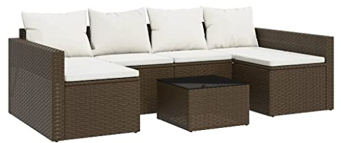 vidaXL Loungegrupp med dynor 2 delar brun konstrotting, trädgårdsuppsättningar, trädgårdsmöbler set, loungeset för uteplatsen, lounge set