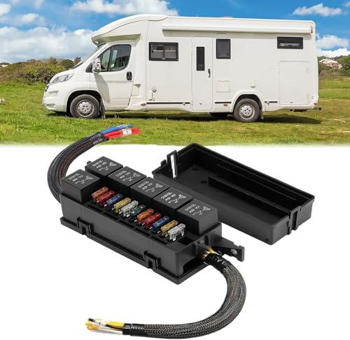 Sicherungskasten, 12V KFZ Sicherungs- und Relaisbox, Vorverdrahteter Automotive Sicherungshalter Mit 5-Pin-Relais 4-Pin-Relais 6 ATC/Flachsicherung Universal