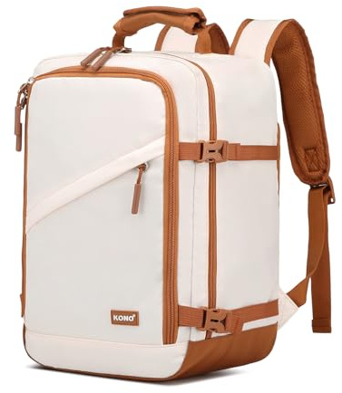 Kono Cabin Bag 40x20x25 CM for Ryanair Underseat Travel Carry-on Backpack Cabin Size 20 L (Beige/Brown)
