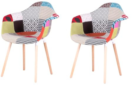 DEYARNA HOME Juego de 2 Sillas de Comedor Modernas, Sillón de Cocina con Cojín Tapizado y Patas de Madera de Haya, Rojo (A5)
