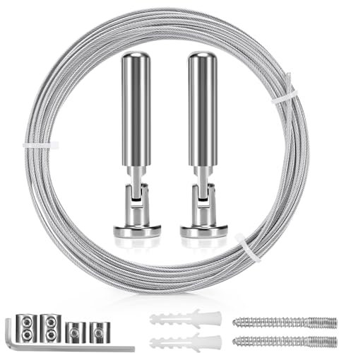 Tapvai 5m Asta Metallica per Tende,filo per tende in acciaio inossidabile,per tende,stendibiancheria,filo di tensione, filo per foto,tende da doccia, corda per tende